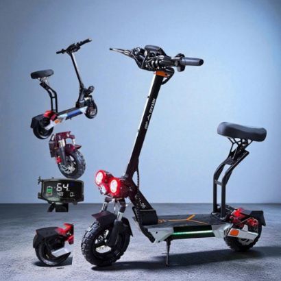 صورة سكوتر كهربائي مع مقعد ومساعدات